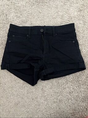 American Eagle Outfitters Black Roll-Hem Jean Shorts
